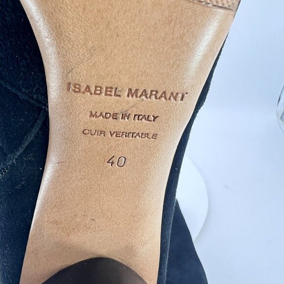 Isabel Marant Leyane Women Size EU 40 US 10 Black Glossed Leather Zip Ankle Boot - Picture 11 of 16